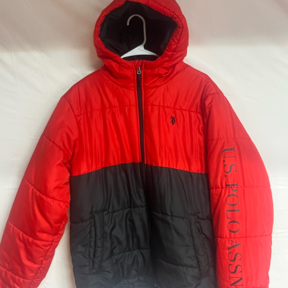 U.S. Polo Assn. Red and Black Puffer Jacket